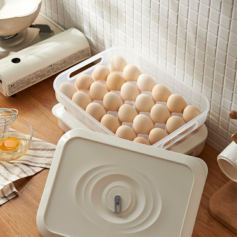 冰箱雞蛋收納盒單層廚房家用裝雞蛋盒子食品級保鮮盒帶蓋長方形