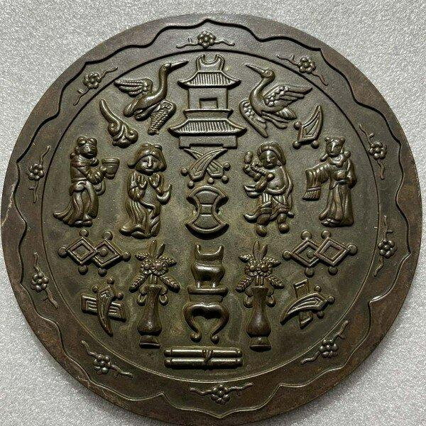古董雜項古玩收藏仿古純銅鏡包漿老道 純銅銅鏡 擺件