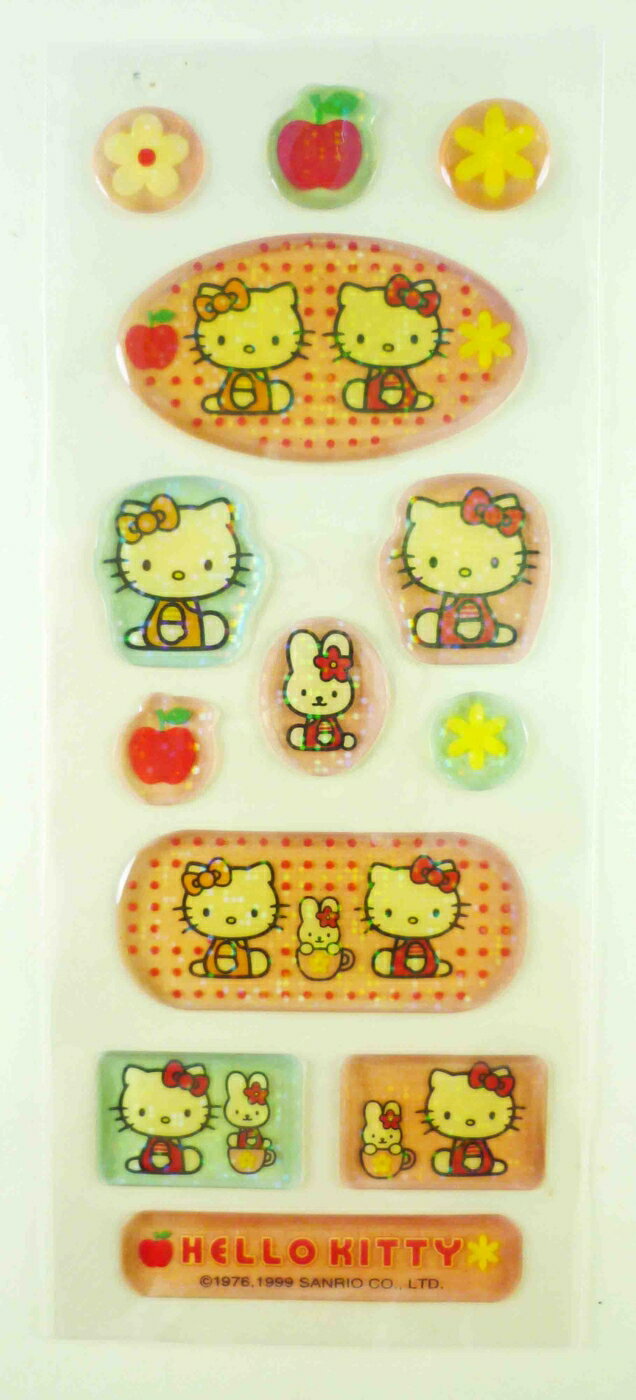 【震撼精品百貨】Hello Kitty 凱蒂貓 KITTY立體貼紙-橢圓蘋果 震撼日式精品百貨