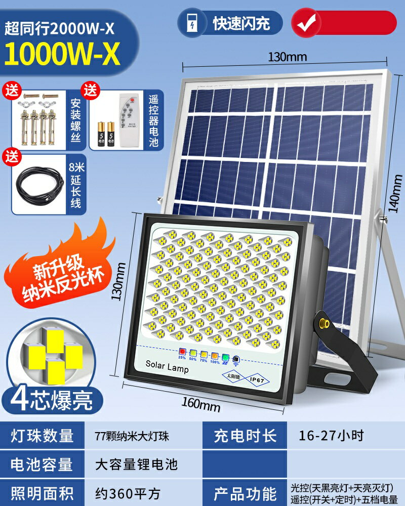 太陽能庭院燈 花園燈 太陽能燈戶外照明燈庭院燈超亮大功率新型防水室內外家用LED路燈