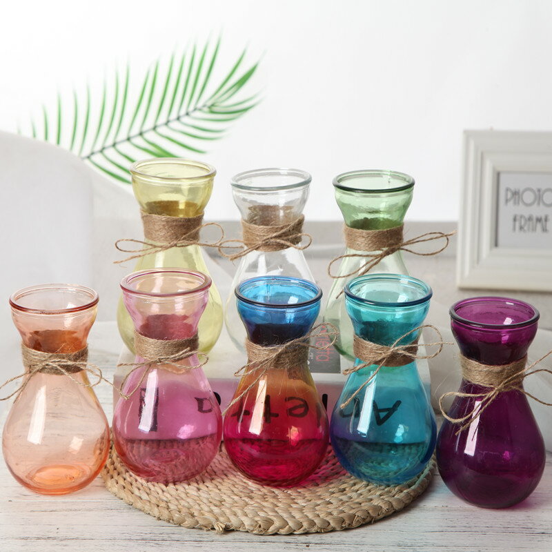 【4個】彩色玻璃花瓶擺件居家裝飾綠蘿風信子水培歐式攝影創意簡約風【不二雜貨】