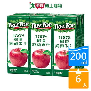 樹頂TreeTop100%蘋果汁200ml x6入【愛買】