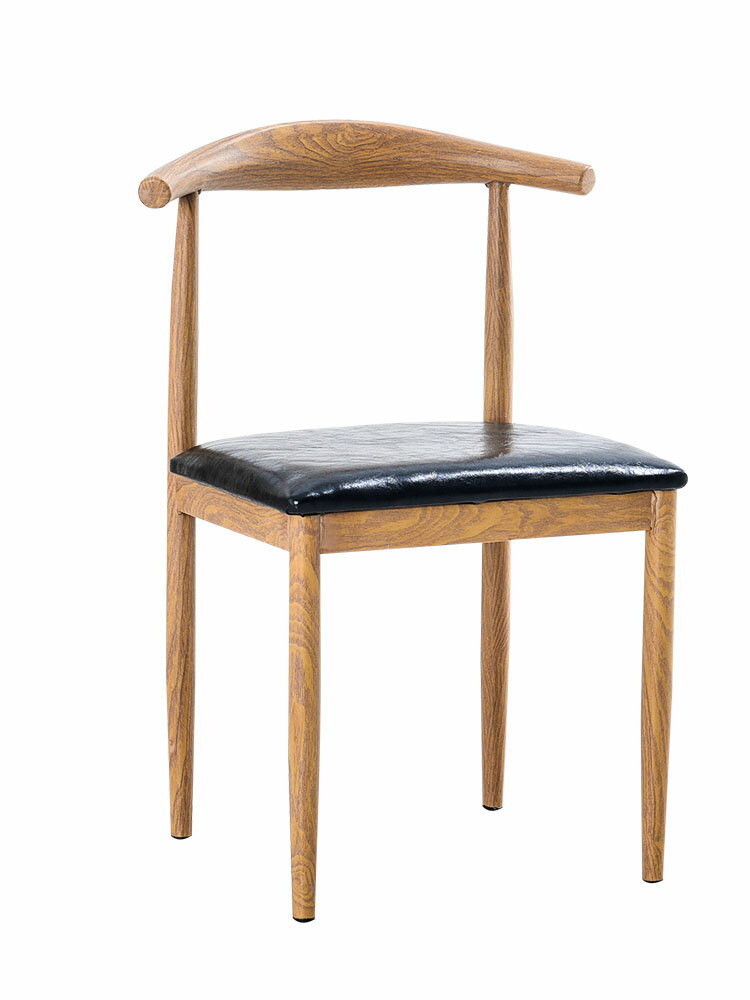 簡約餐椅 北歐餐椅家用簡約鐵藝牛角椅子仿實木靠背凳子奶茶店主題餐廳桌椅【MJ16568】
