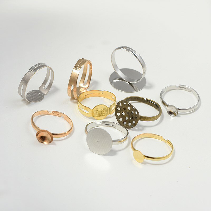 DIY飾品配件調節空托戒指圈配件可粘貼戒指托調節大小指環底托