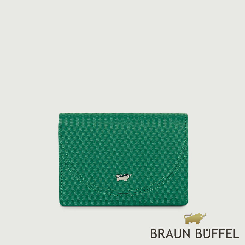 【BRAUN BUFFEL 德國小金牛】台灣總代理 欣娜-A 名片夾-常綠色/BF842-141-EG