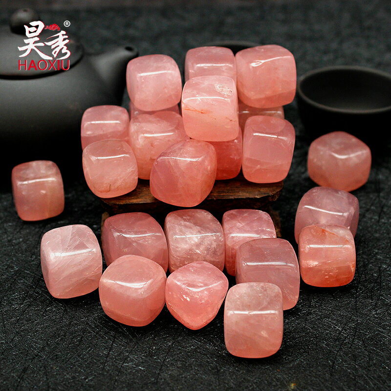 昊秀天然粉晶方塊原石水晶四方塊擺件魚缸造景家居裝飾
