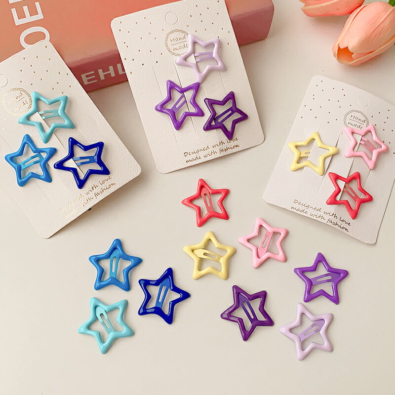 髮夾 邊夾 抓夾 多巴胺星星髮夾可愛少女心側邊夾瀏海夾前額y2k小夾子頭飾『ZW6509』