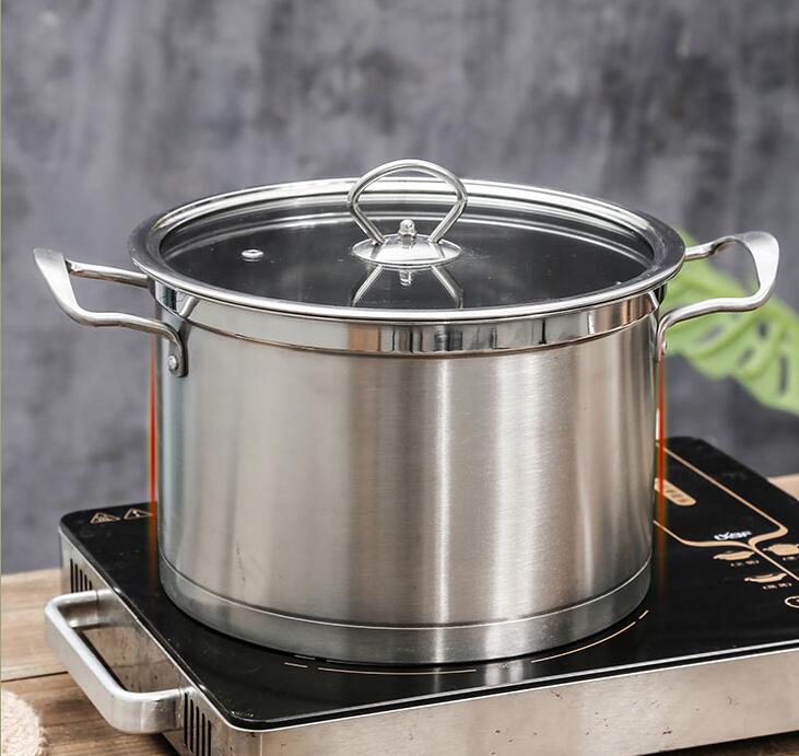 加厚湯鍋304不銹鋼鍋食品級家用雙耳煮鍋燉鍋蒸鍋電磁爐燃氣通用