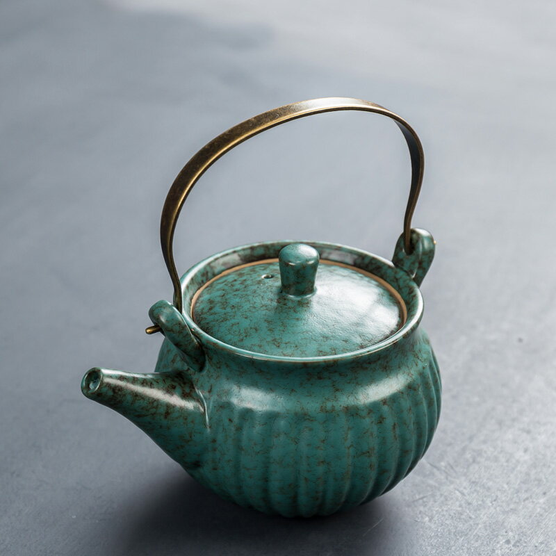 復古小茶壺陶瓷泡茶壺家用創意茶具茶杯茶盤套裝覆蓋粗陶提梁壺