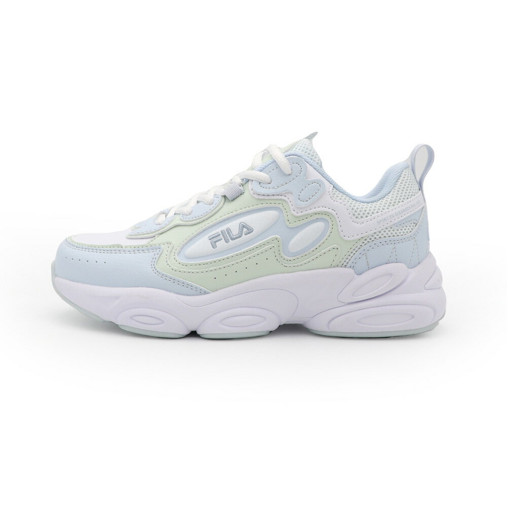 【全館滿額折】FILA Boundless 白藍 休閒 皮革 老爹 增高 運動鞋 女款 J3005【新竹皇家5-J330Z-699】