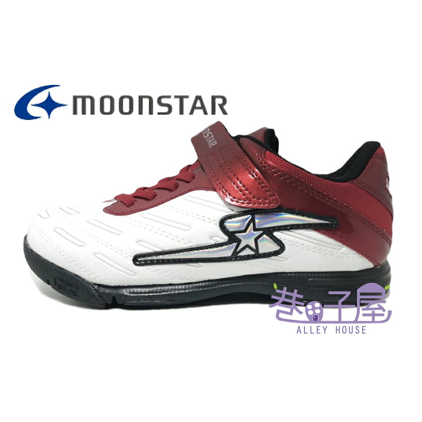 【巷子屋】Moonstar月星 童款SUPERSTAR系列健康機能足球鞋 [6701] 白 超值價$690