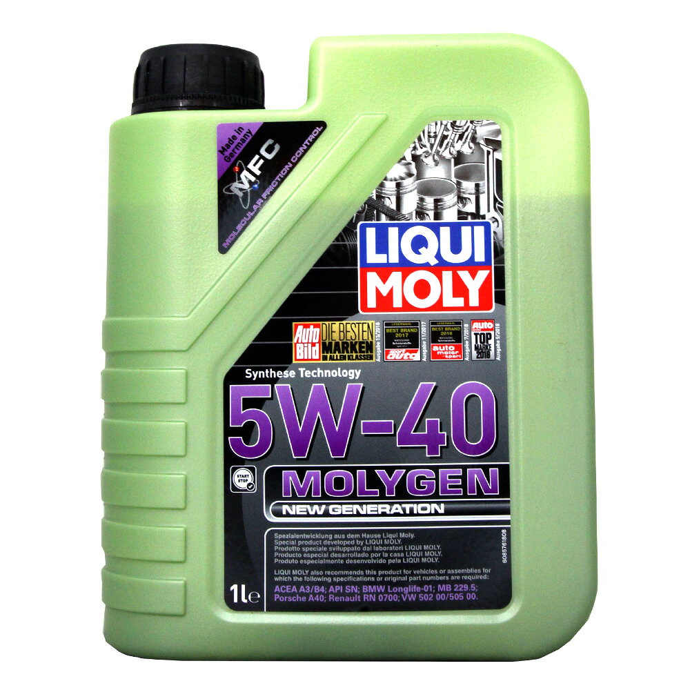 LIQUI MOLY 5W40 MOLYGEN 1L 液態鉬 機油 #8576【樂天APP下單限定】