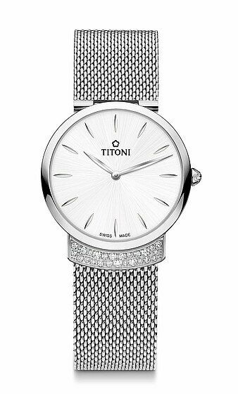 TITONI瑞士梅花錶優雅伊人系列TQ42912S-590簡約金屬時尚腕錶/銀+白32mm