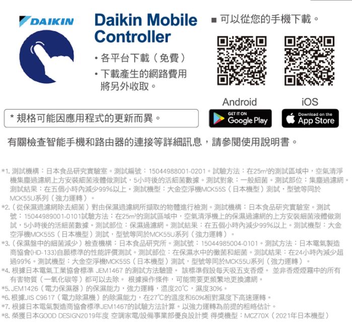 【折300】【DAIKIN大金】頂級時尚空氣清淨機 MCZ70YSCT 6