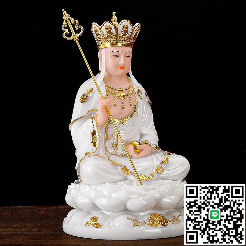 慈緣閣新款漢白玉地藏王菩薩像家用供奉擺件地藏菩薩娑婆三聖佛像