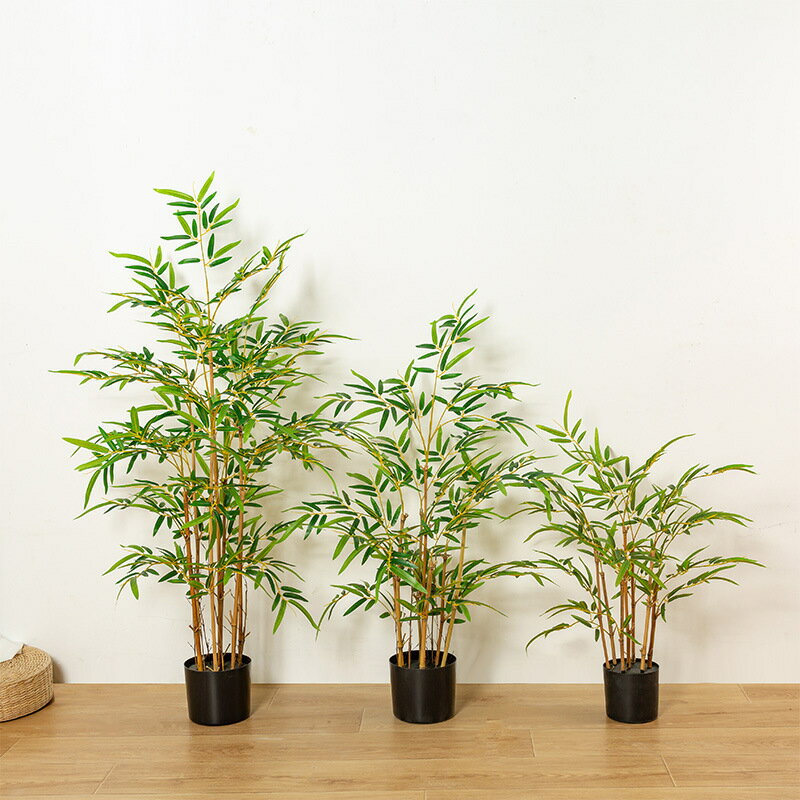 模擬綠植 發財樹 仿真植物 盆栽 盆景模擬綠植竹子盆栽室內裝飾戶外園林造景擺件人造假竹子迷你竹子
