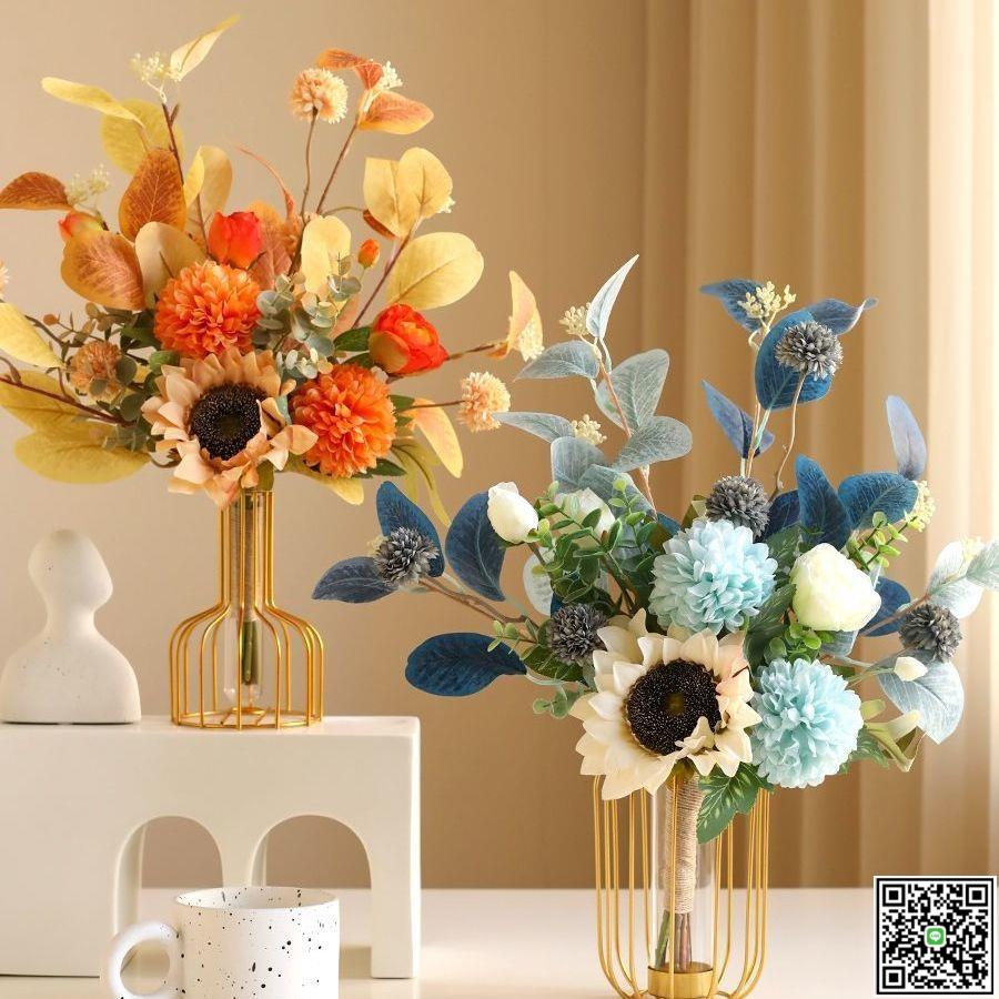 ins北歐輕奢仿真花假花客廳玫瑰向日葵花束花藝擺件房間餐桌裝飾-UM.有米家居