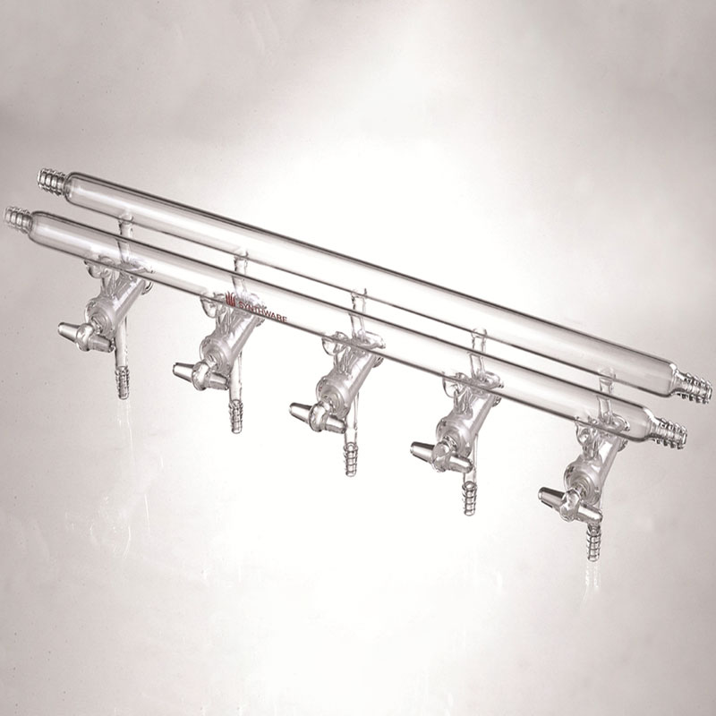 《SYNTHWARE》真空氣體分配器 玻璃活栓 雙管 Vacuum/Gas Manifold Glass Vlave