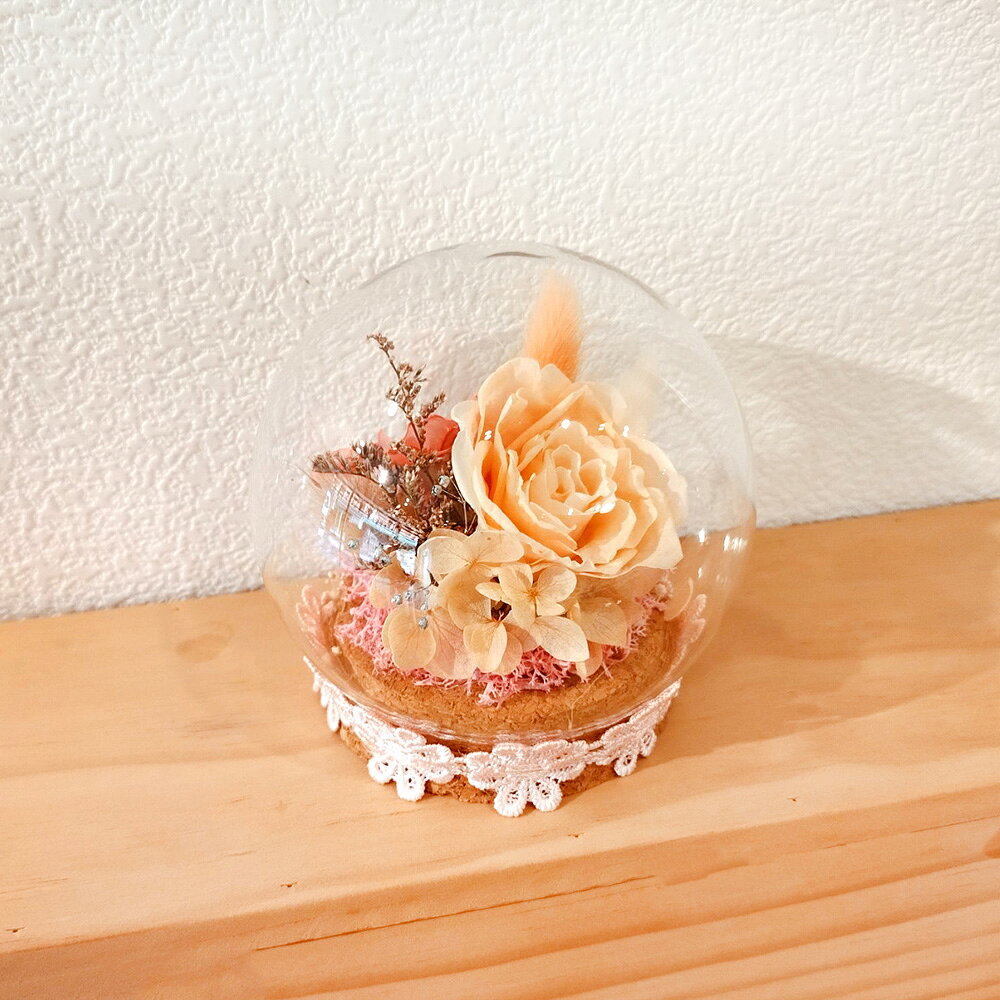 萩蒔花花藝x覓品竹北手作店-乾燥花x永生花創作圓形玻璃花盅-溫柔粉玫瑰 4