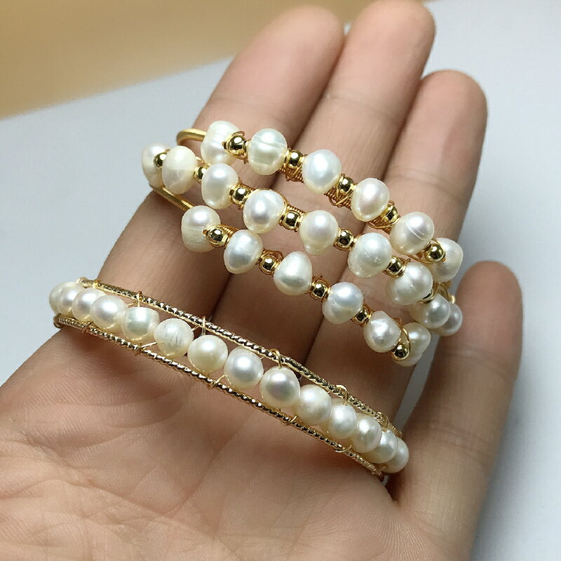 天然淡水白珍珠手鏈女原創纏繞日韓清新時尚百搭珍珠手環飾品禮物