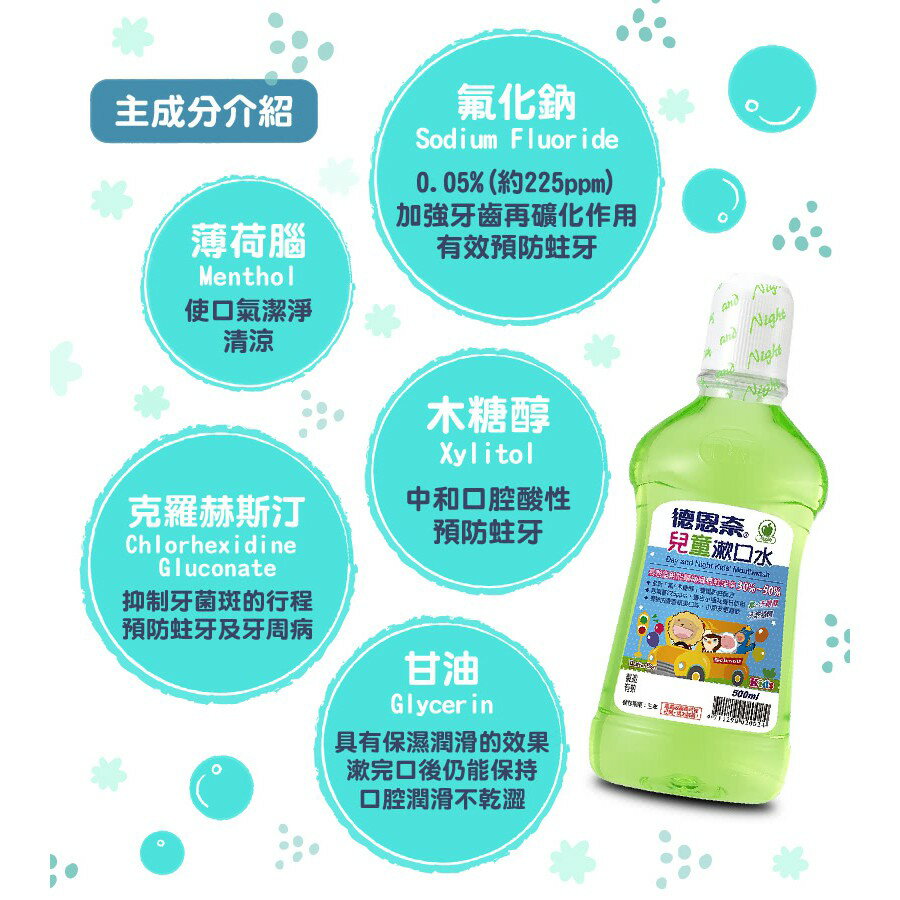 【醫護寶】德恩奈-兒童漱口水 500ml 買一送一 (青蘋果/葡萄) 超商最多4組 數量有限 售完為止 1