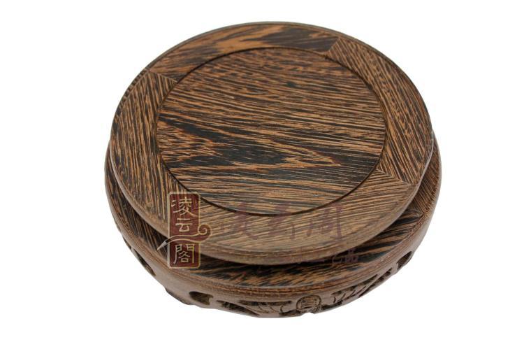 木雕刻黑翅木蝙蝠形底座奇石玉器古玩茶具木托花瓶盆景 2