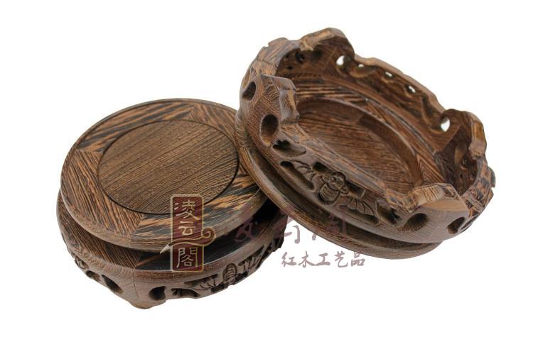 木雕刻黑翅木蝙蝠形底座奇石玉器古玩茶具木托花瓶盆景 3