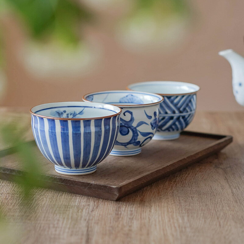 有田燒復古】茶杯主人杯青花陶瓷杯品茗杯日式茶具陶瓷茶杯禮盒套裝日本