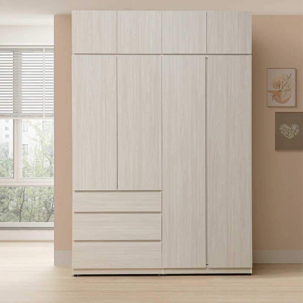 【直人木業】UL極簡風白榆木160CM三抽雙開門高被櫃衣櫃 (三抽80CM/雙開門80CM)｜APP結帳再賺4%點數 1