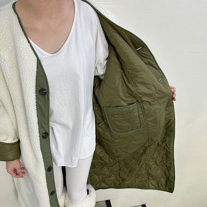 ANNAS 正韓兩面穿長版大衣 羊羔毛長版外套 長版羽絨棉外套 雙面穿 韓國 7