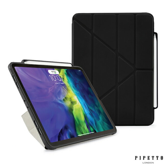 Pipetto Origami Pencil iPad Air 10.9吋 (2020) 多角度多功能保護套(內建筆槽) 黑色