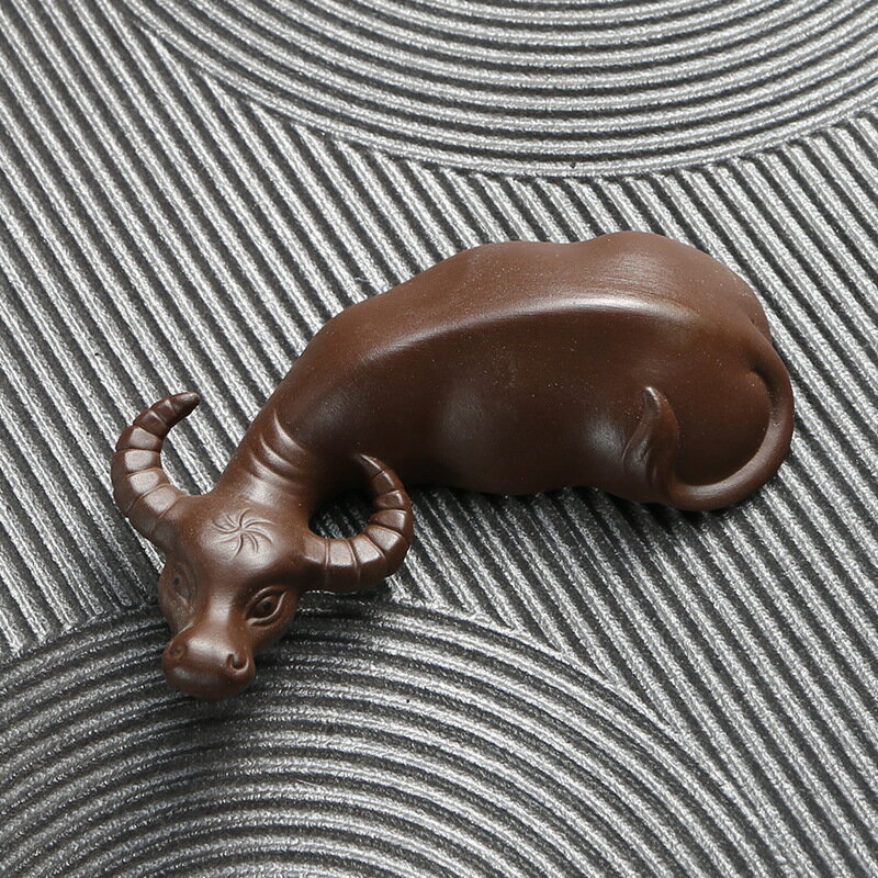 紫砂茶寵牛轉乾坤茶玩金蟾蜍擺件手工雕塑茶盤茶道具可養 3