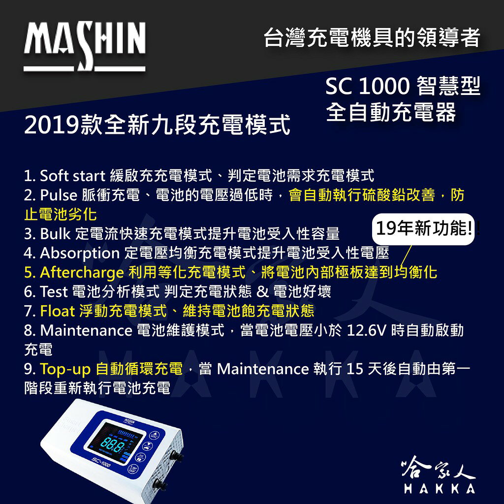 麻新電子 SC 1000 全新 免運 9段充電模式 全自動電池充電機 好禮四選一 汽車 充電器 sc-1000 哈家人 3