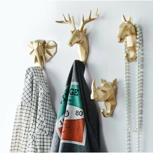 北歐創意動物造型立體掛鉤【免打孔】鹿頭像頭牆壁掛衣鉤 衣帽鑰匙客廳臥室廁所牆壁裝飾