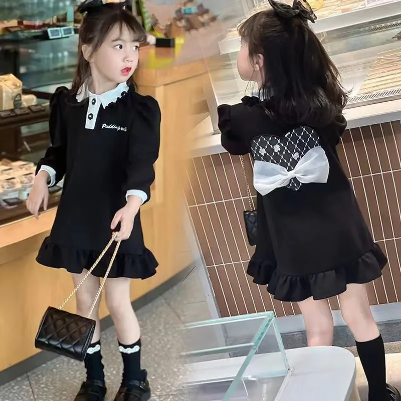兒童洋裝 女童連身裙 兒童長袖公主裙 女孩洋氣POLO裙 時髦連衣裙 中小童連身短裙 女生連身裙【不二雜貨】