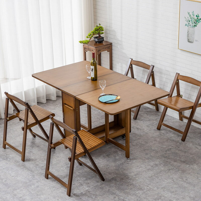 餐桌 餐臺 雅歐達家用伸縮折疊餐桌椅組合小戶型長方形吃飯桌多功能擺攤桌子