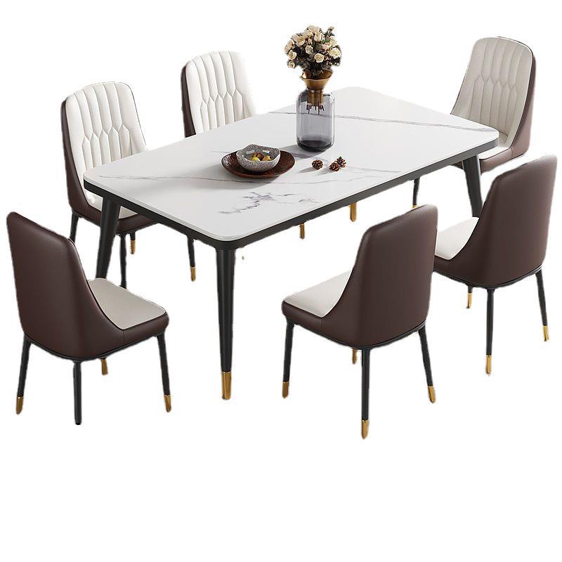 【免運】可開發票 網紅北歐巖板餐桌餐椅組合小戶型家用長方形桌子椅子一套吃飯家用