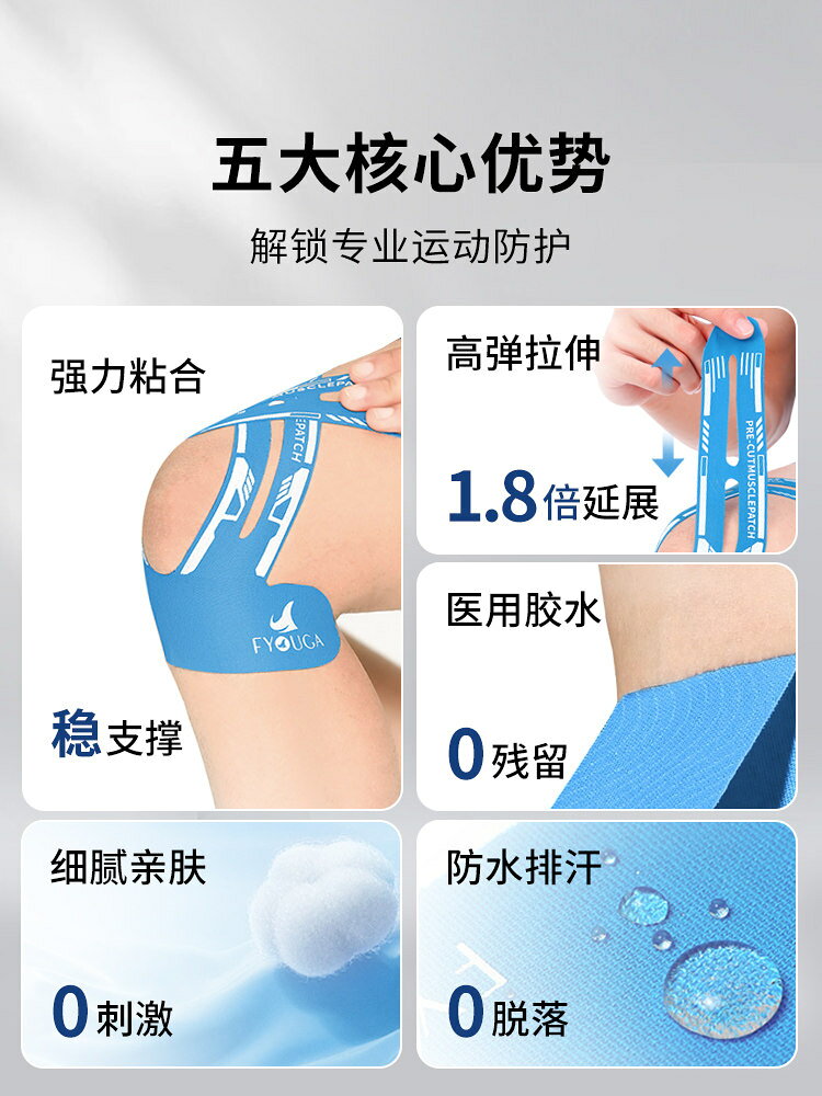 膝蓋預分切肌肉貼運動肌貼肌內效貼運動員專用彈力繃帶膝蓋預裁切