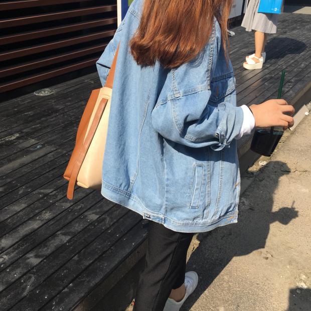 牛仔外套女春秋季新款潮2019韓版學生寬松百搭薄款bf夾克短款上衣
