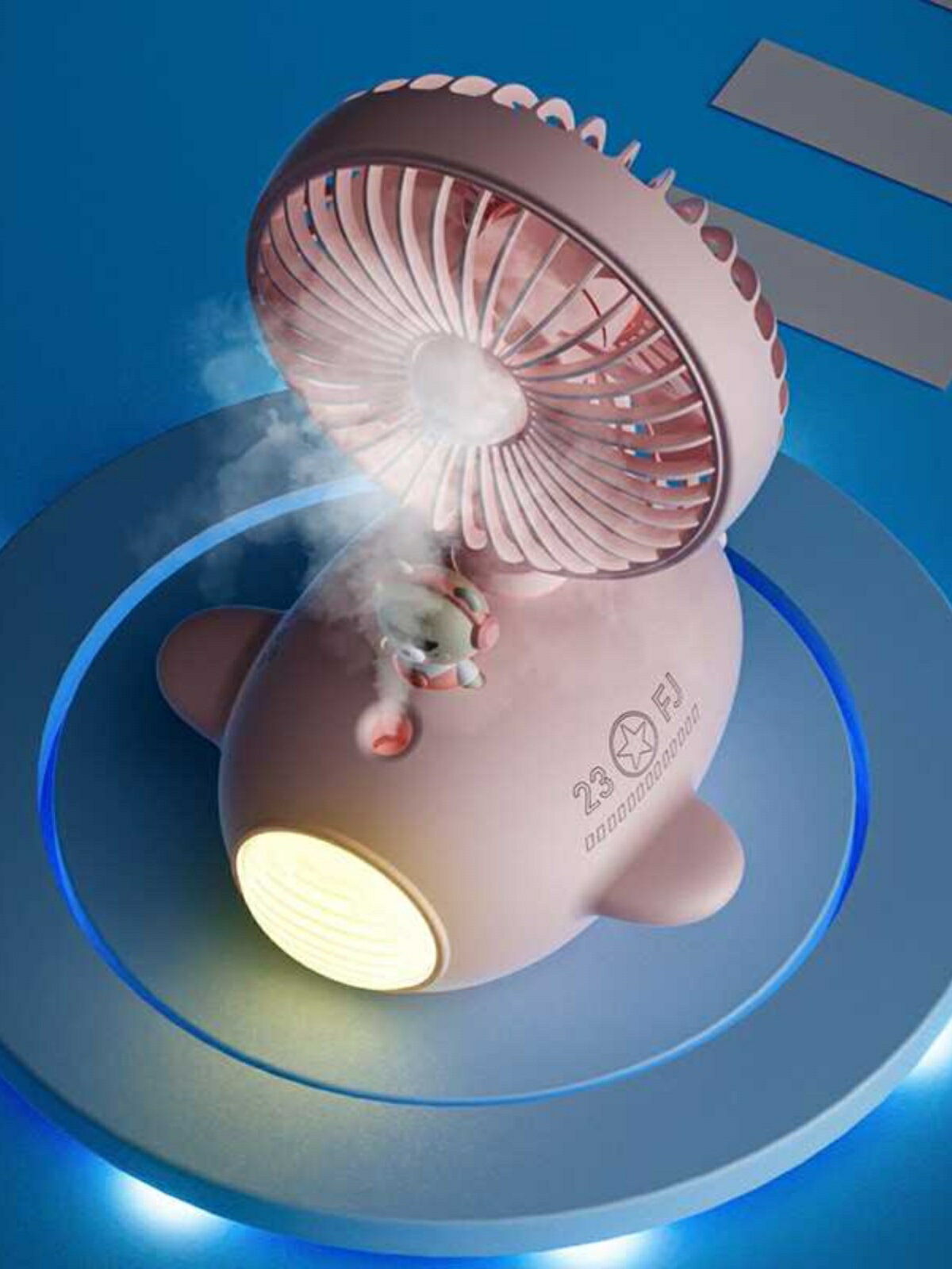 新款水冷風扇迷你小風扇USB風扇桌面LED燈小型靜音噴霧加濕器風扇