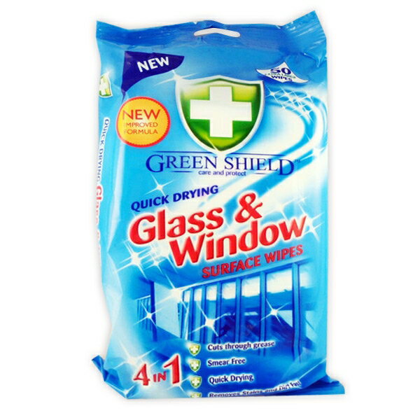 綠盾牌 Greenshield 玻璃/窗戶 專用清潔- 大紙巾/濕巾 70抽 英國製造