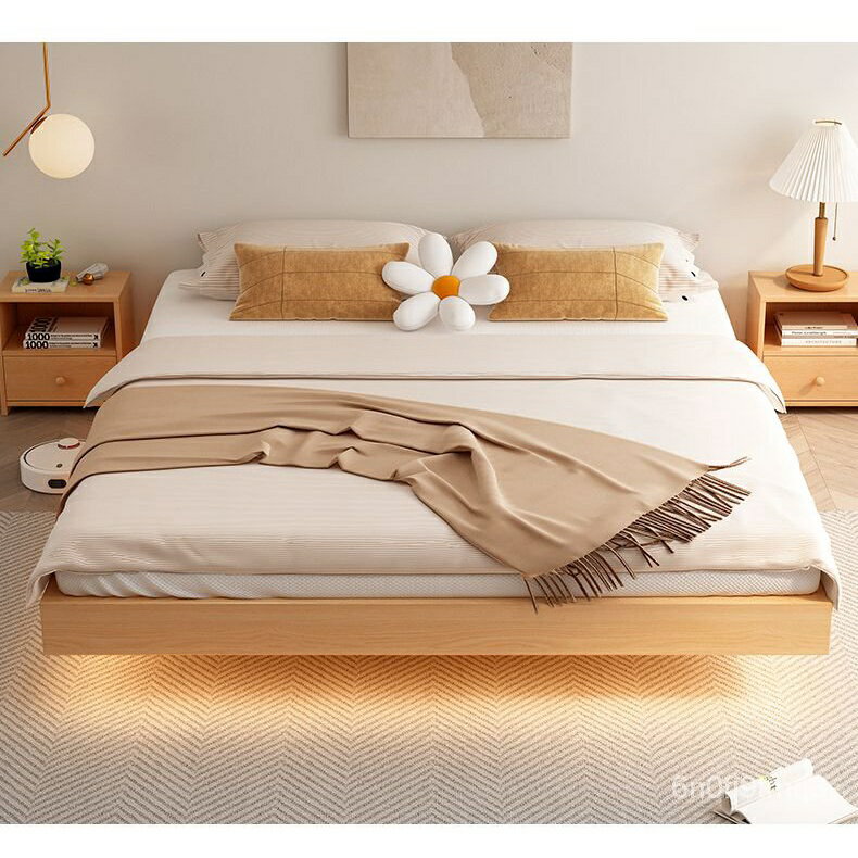 免運 可開發票 無床頭實木懸浮床實木床現代簡約單雙人床榻榻米矮床小戶型床架 DGA6