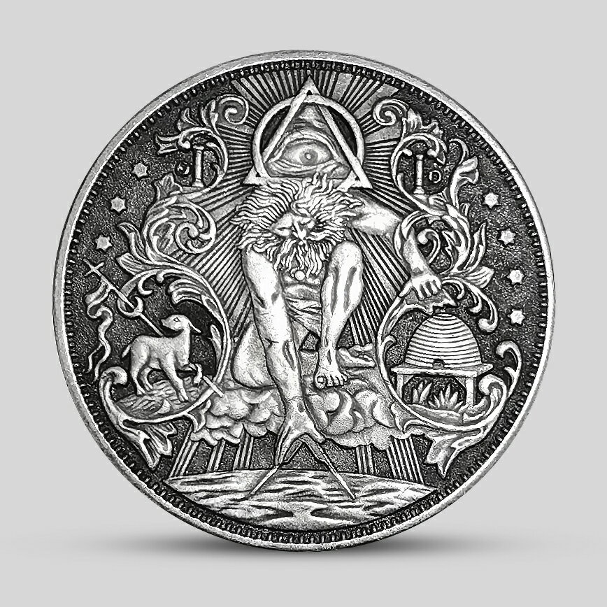 共濟會上帝之眼流浪幣 仿古銀元硬幣雕刻眼睛圖案自由石匠紀念章