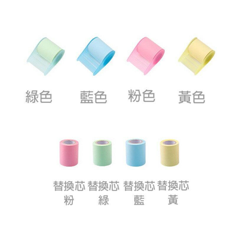 膠帶式便利貼【E021】台灣出貨 居家  標籤紙 可 N次貼 備忘貼 可替換 無痕 膠檯式 便利貼 6