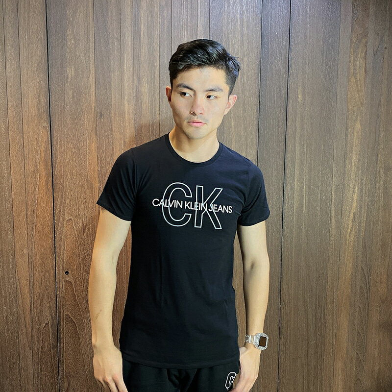 美國百分百【全新真品】Calvin Klein 短袖 T恤 CK logo 男 T-shirt 黑色 AF66