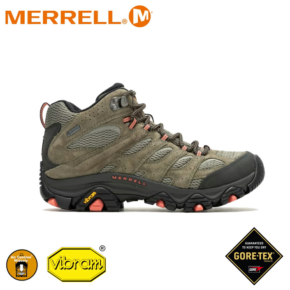【MERRELL 美國 女 MOAB 3 MID GORE-TEX《橄欖綠》】 ML036310/健走鞋/登山鞋