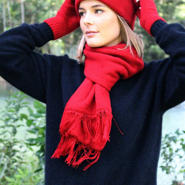 紐西蘭100%純羊毛圍巾*素面深紅色(美麗諾Merino)