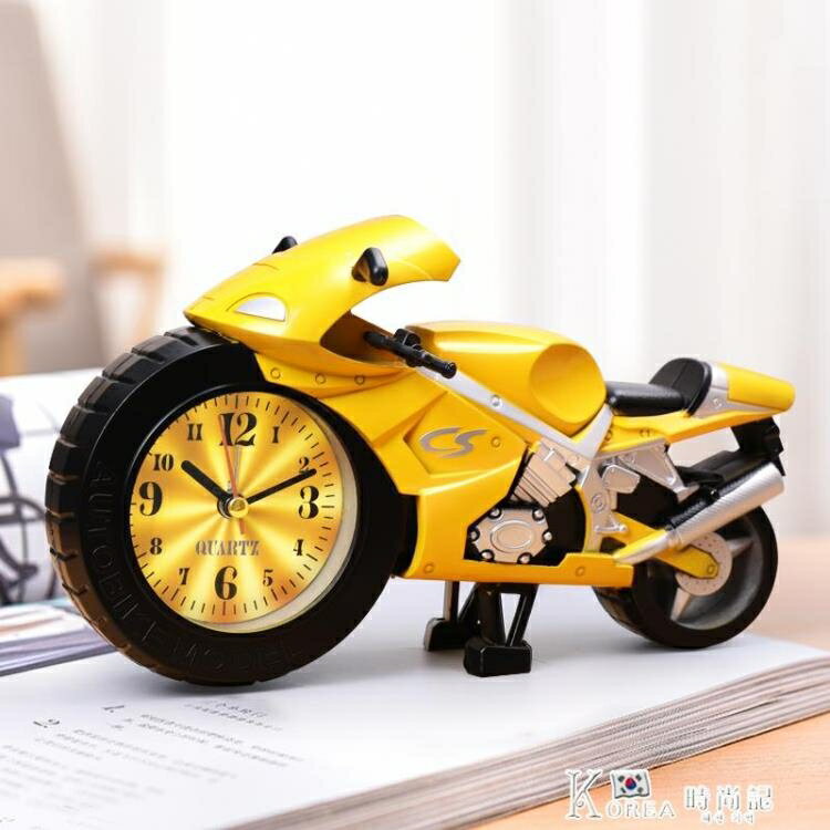 鬧鐘-摩托車小鬧鐘學生用男孩專用兒童時鐘卡通創意可愛迷你鬧鈴床頭鐘