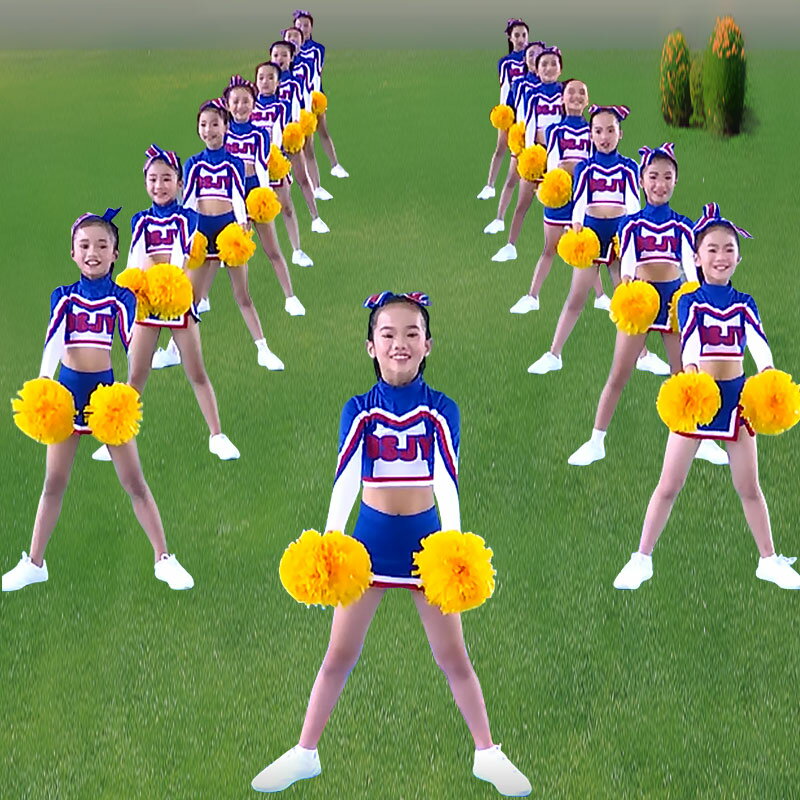 新款兒童團體操表演服裝演出服小學生幼兒啦啦隊啦啦操表演服套裝
