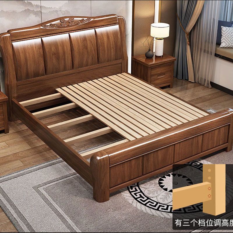 胡桃木實木床1.8米新中式雙人大床主臥1.5m現代簡約經濟儲物婚床